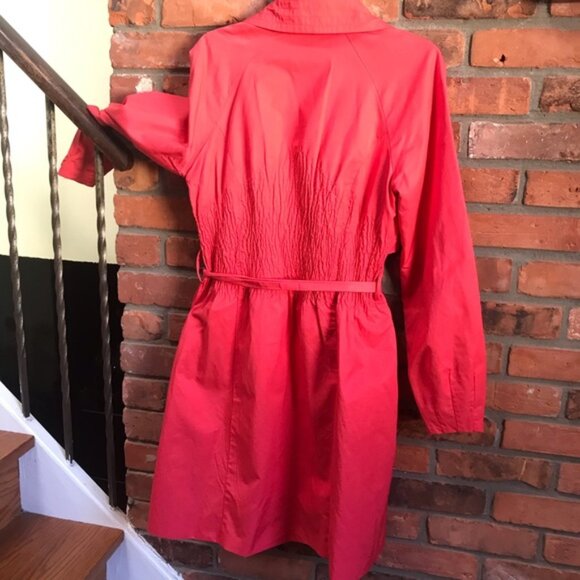 Vero Moda Coral Trench Coat Jacket Fit Flare Belt Pockets Slimming Lined Waist M - Picture 3 of 15